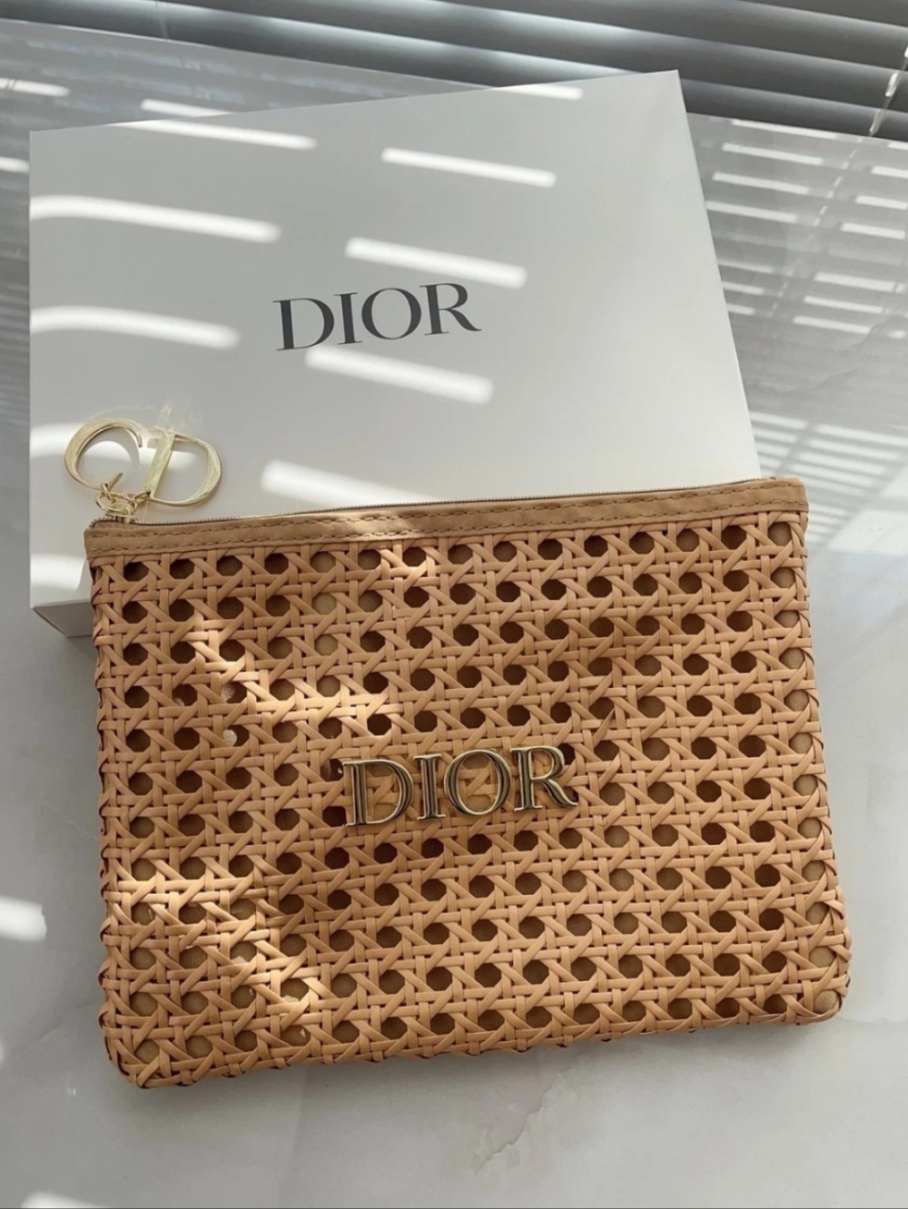 Beauty 2026 Summer Cannage Limited Edition Rattan Beige Cosmetic Pouch